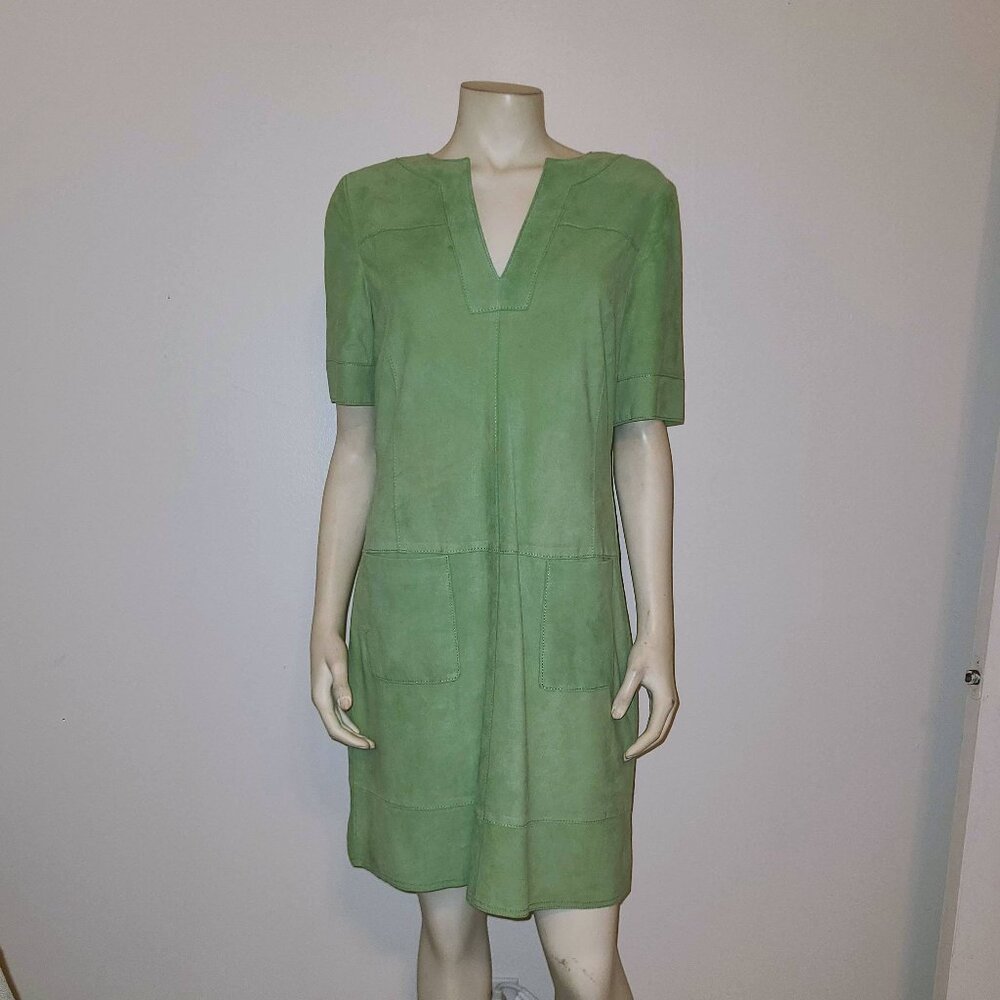 W BY WORTH Suede/Leather Shift Dress, Size 8